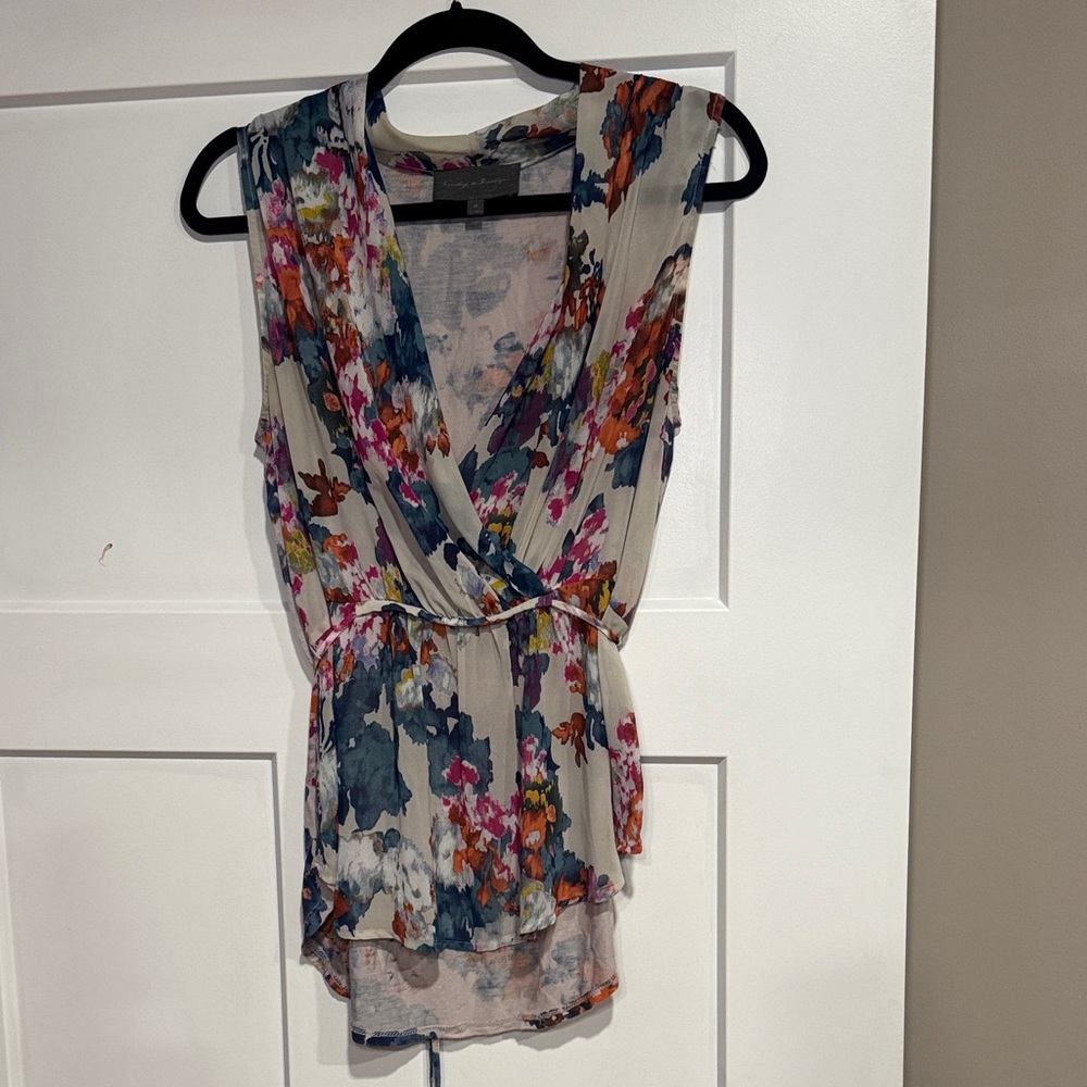 Sunday in Brooklyn Floral Sleeveless Wrap Blouse